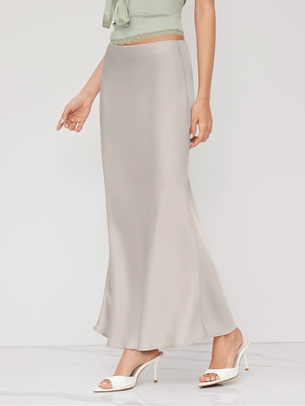 Cider Satin mid rise maxi skirt